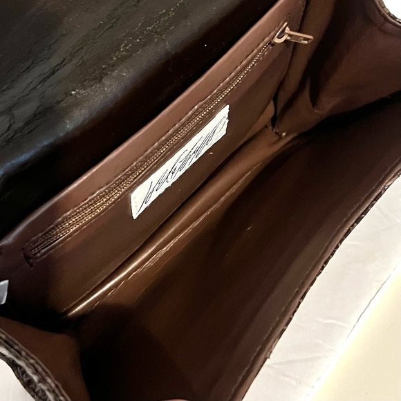 Lord & Taylor Brown Vintage Snake Skin Leather Convertible Clutch/Shoulder Bag - Picture 5 of 11